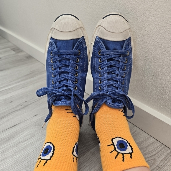 Converse | Jack Purcell cobalt blue canvas sporty low-top sneakers | WMS 9 - Picture 3 of 13